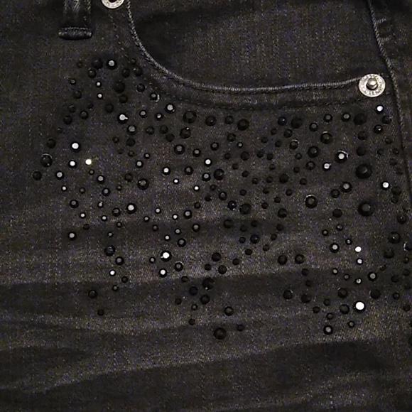 New INC high rise black denim with small black stone details on the front - Picture 3 of 14